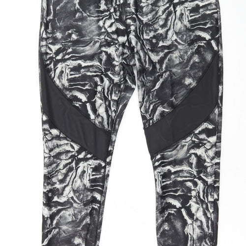 Matalan Womens Grey Geometric Polyester Compression Leggings Size 16 L27 in Regular Pullover