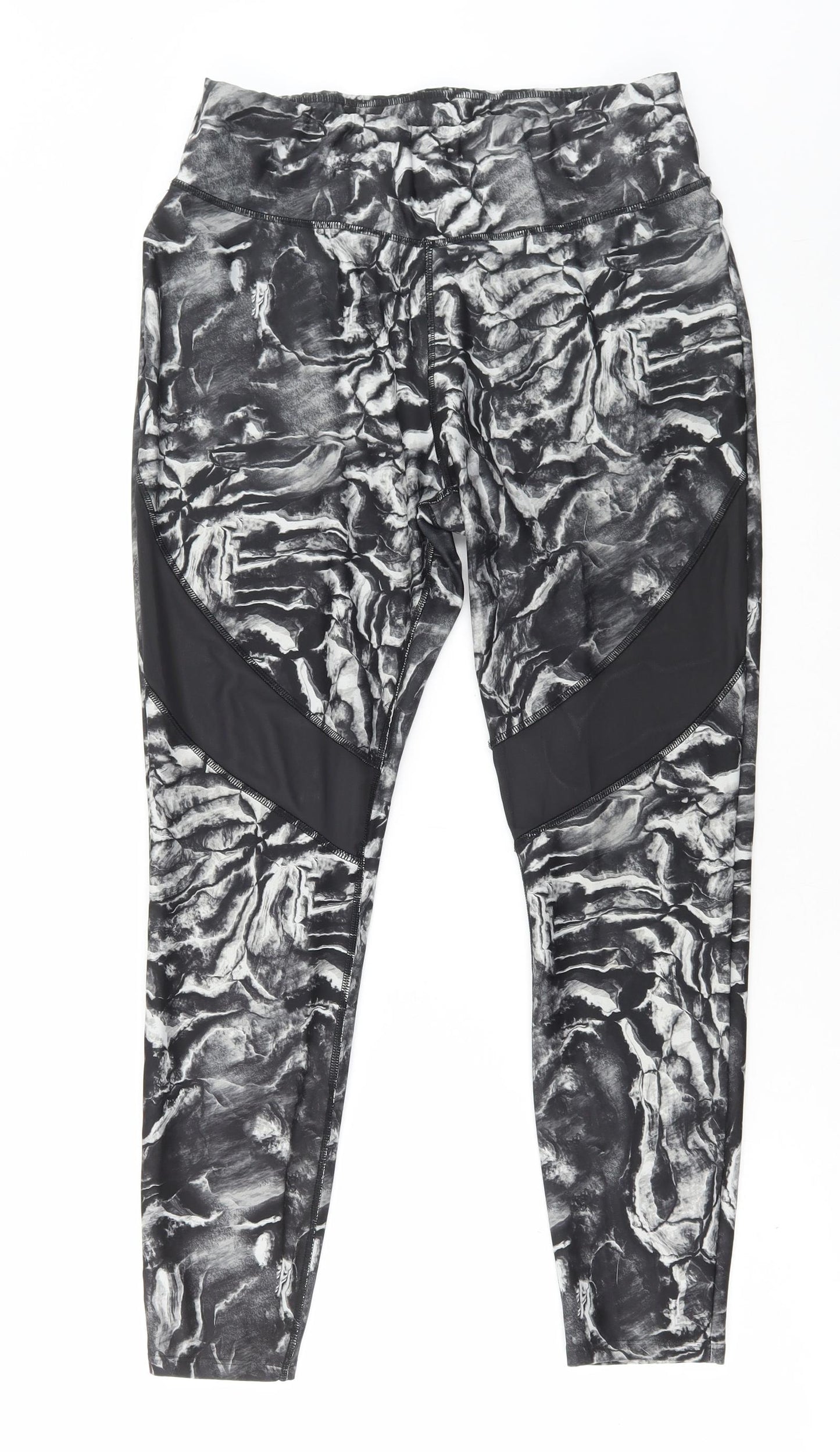 Matalan Womens Grey Geometric Polyester Compression Leggings Size 16 L27 in Regular Pullover