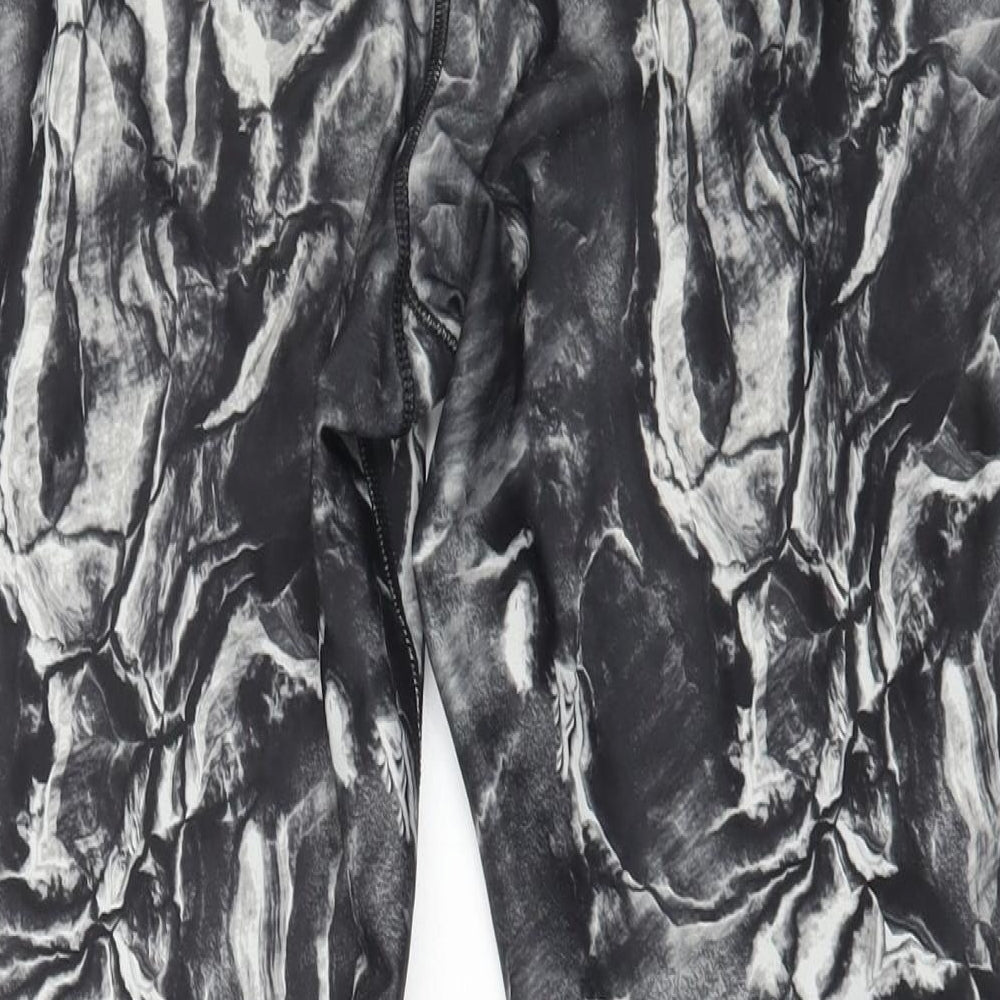 Matalan Womens Grey Geometric Polyester Compression Leggings Size 16 L27 in Regular Pullover