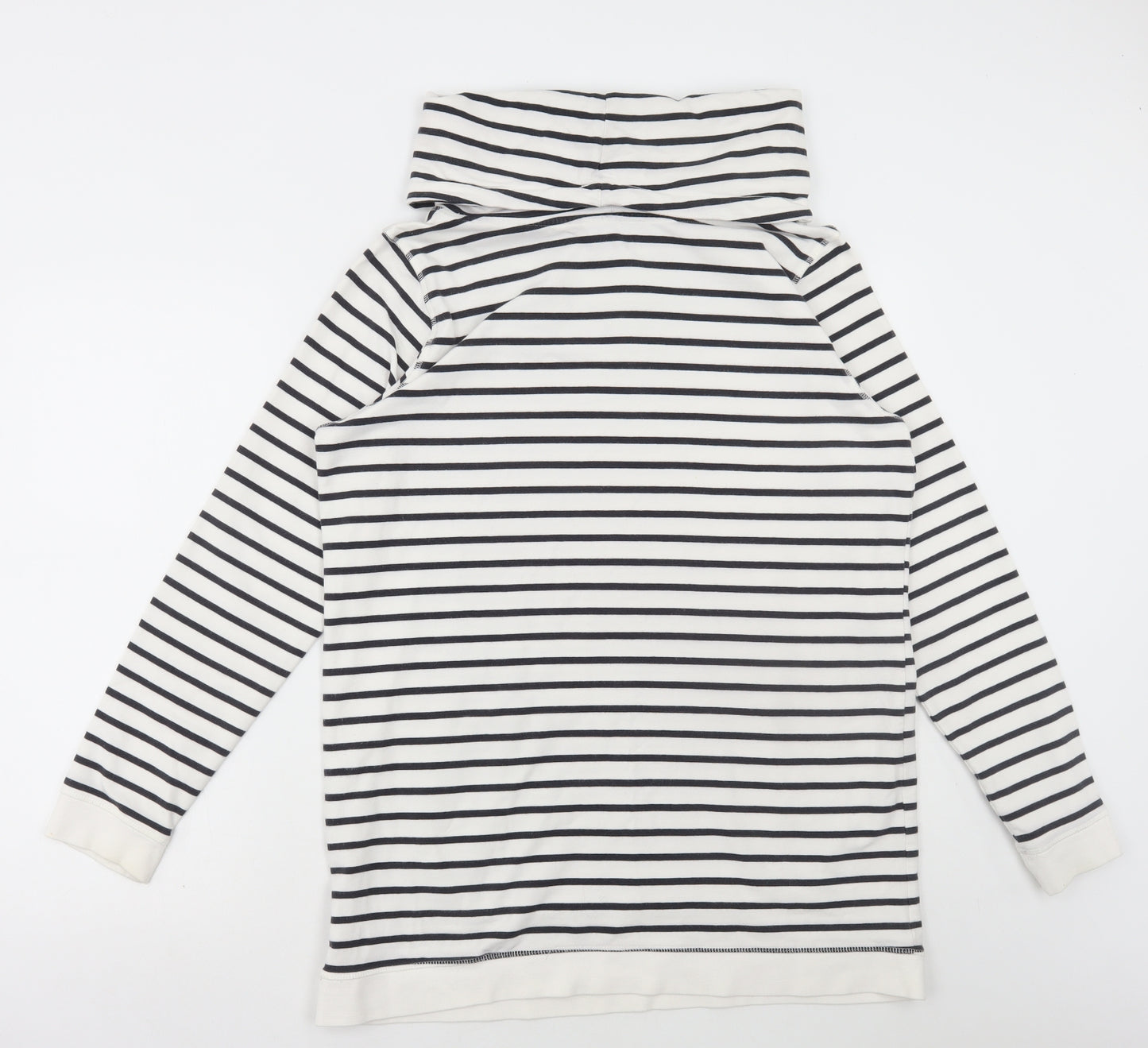 NEXT Womens White Striped Cotton Pullover Hoodie Size 16 Pullover