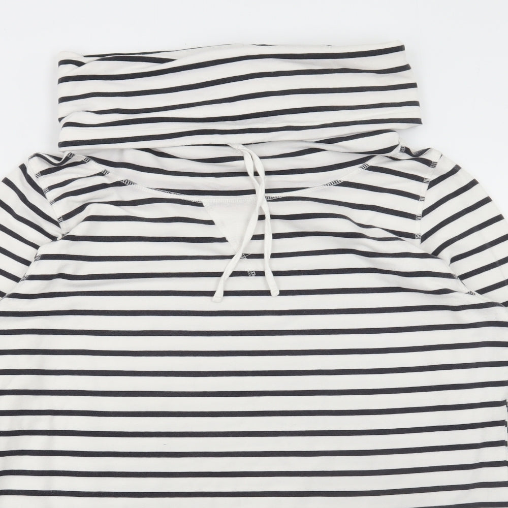 NEXT Womens White Striped Cotton Pullover Hoodie Size 16 Pullover