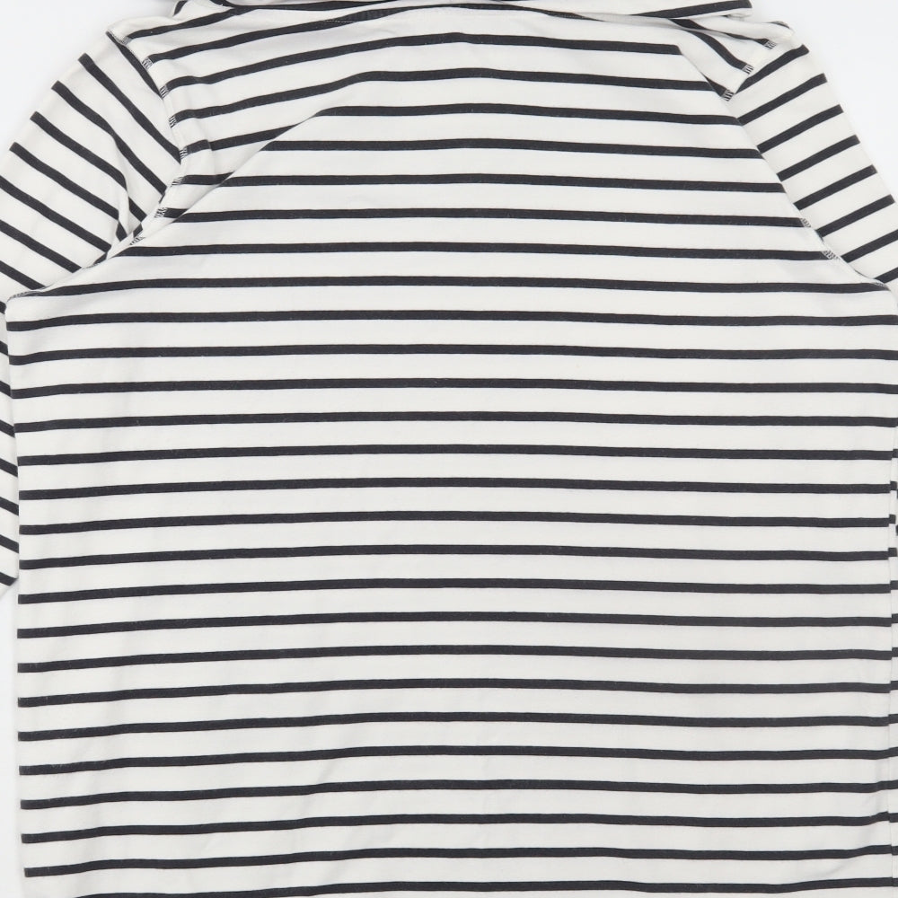 NEXT Womens White Striped Cotton Pullover Hoodie Size 16 Pullover
