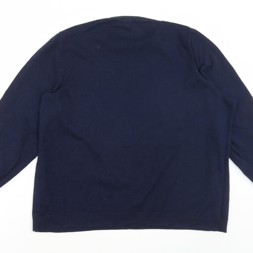 Bonmarché Womens Blue Round Neck Acrylic Pullover Jumper Size 20 - Star