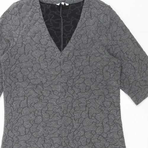 Sandwich Womens Grey Polyester A-Line Size M V-Neck Pullover