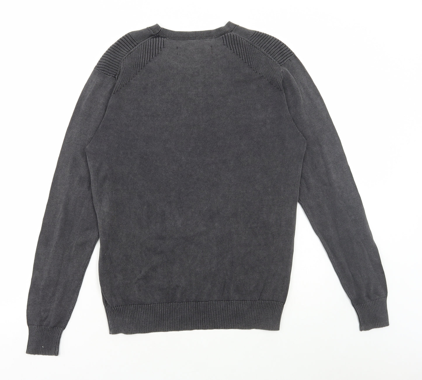 Label Lab Mens Grey Round Neck Cotton Pullover Jumper Size M