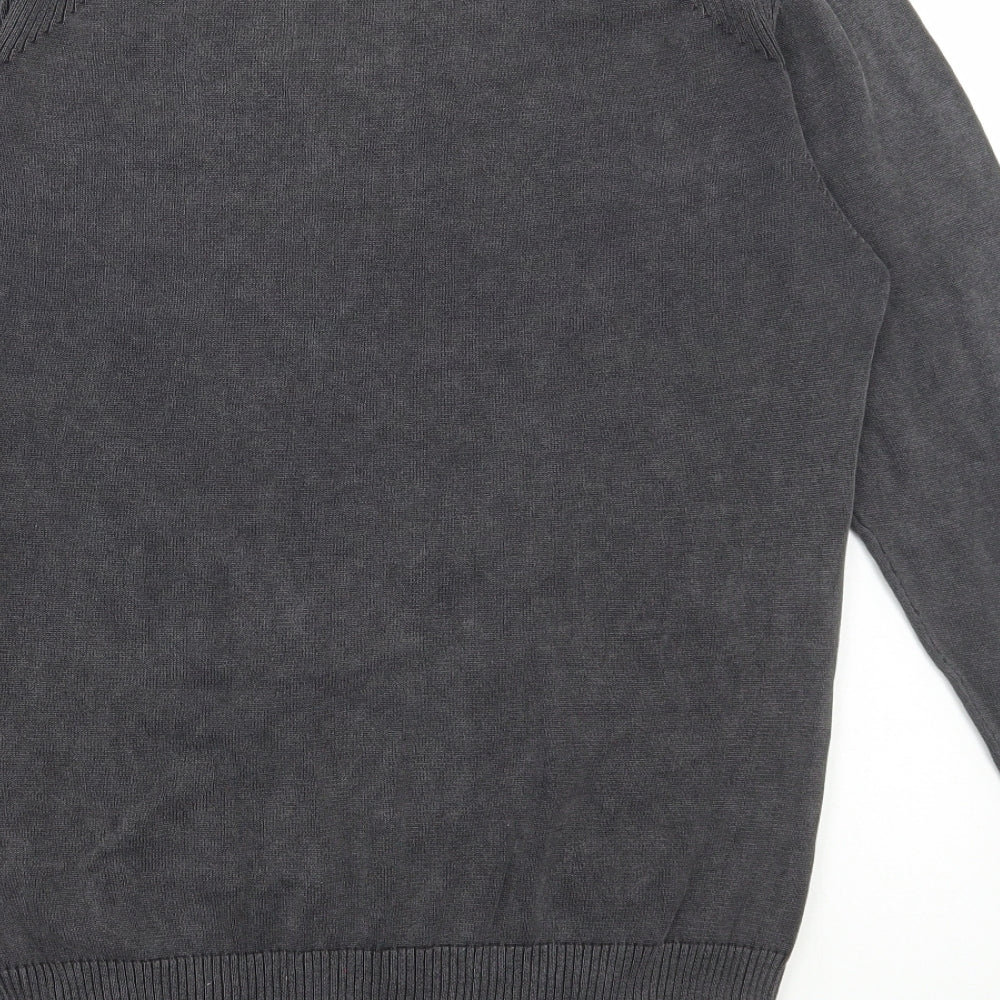 Label Lab Mens Grey Round Neck Cotton Pullover Jumper Size M