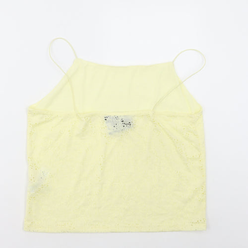 Primark Womens Yellow Polyamide Camisole T-Shirt Size XL Square Neck - Lace Detail