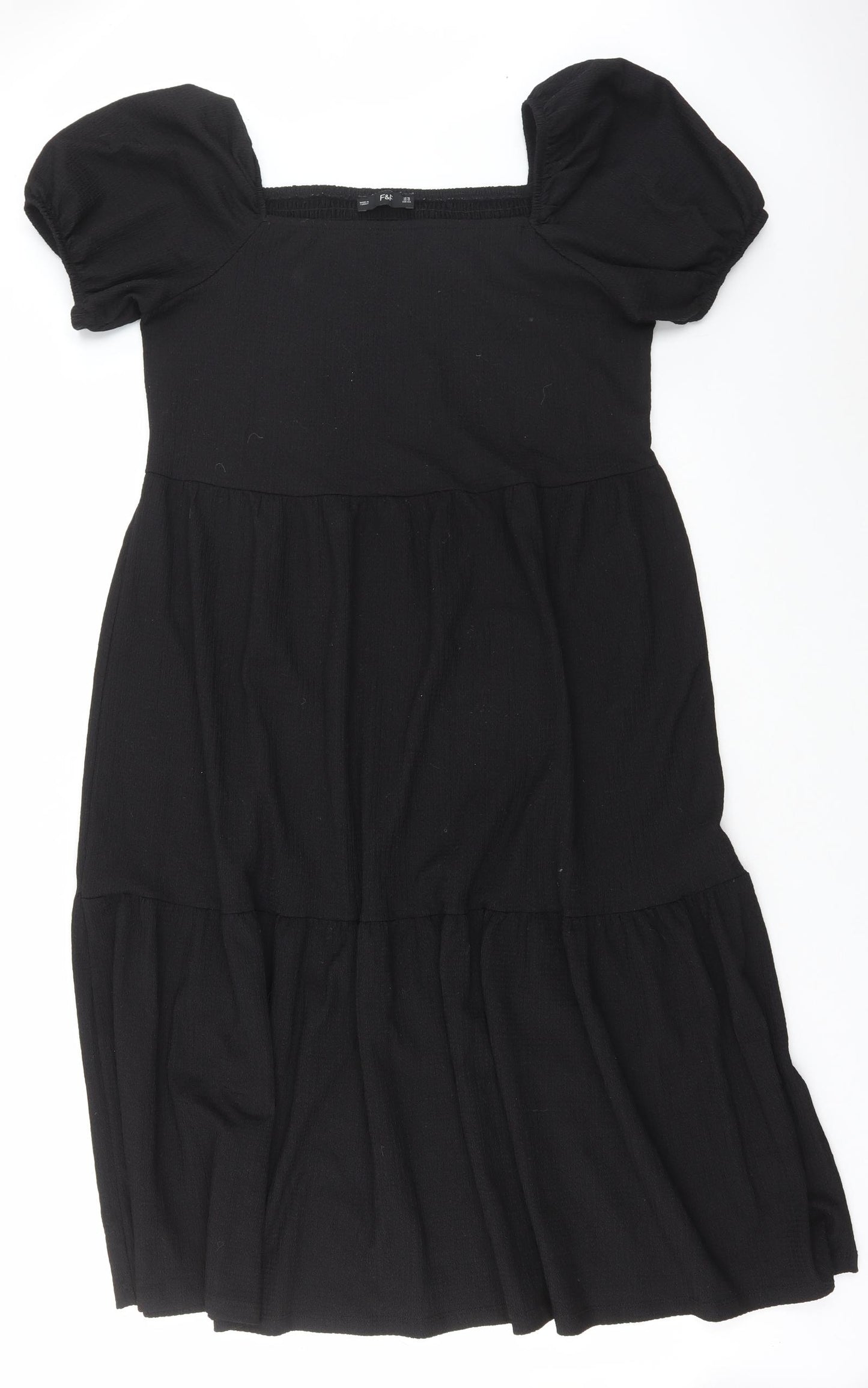 F&F Womens Black Polyester A-Line Size 16 Square Neck Pullover