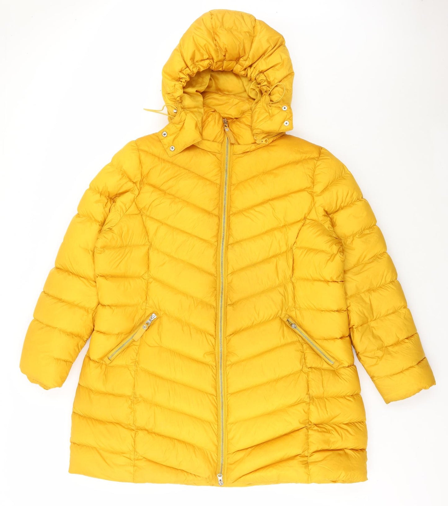 Per Una Womens Yellow Puffer Jacket Coat Size 20 Zip