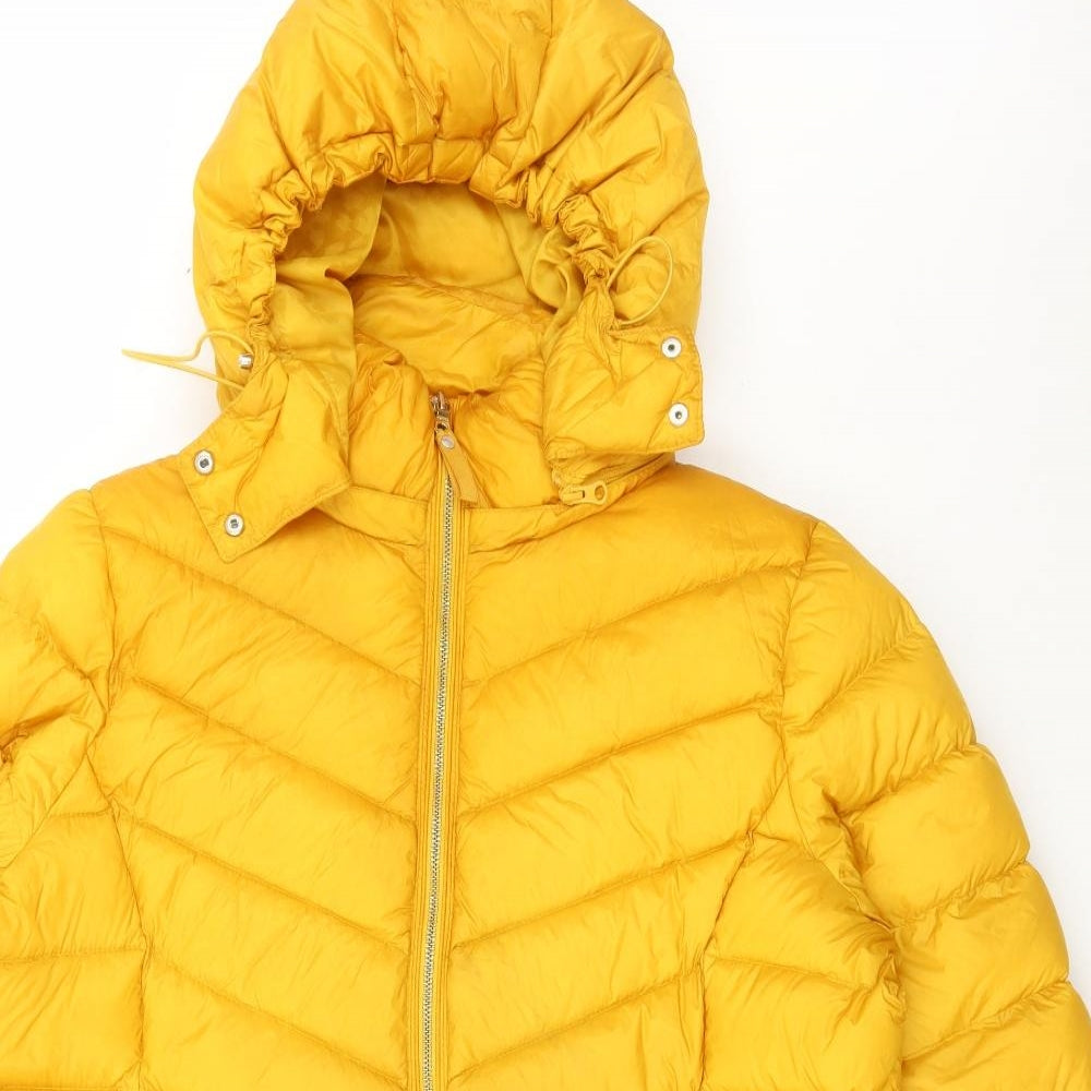 Per Una Womens Yellow Puffer Jacket Coat Size 20 Zip