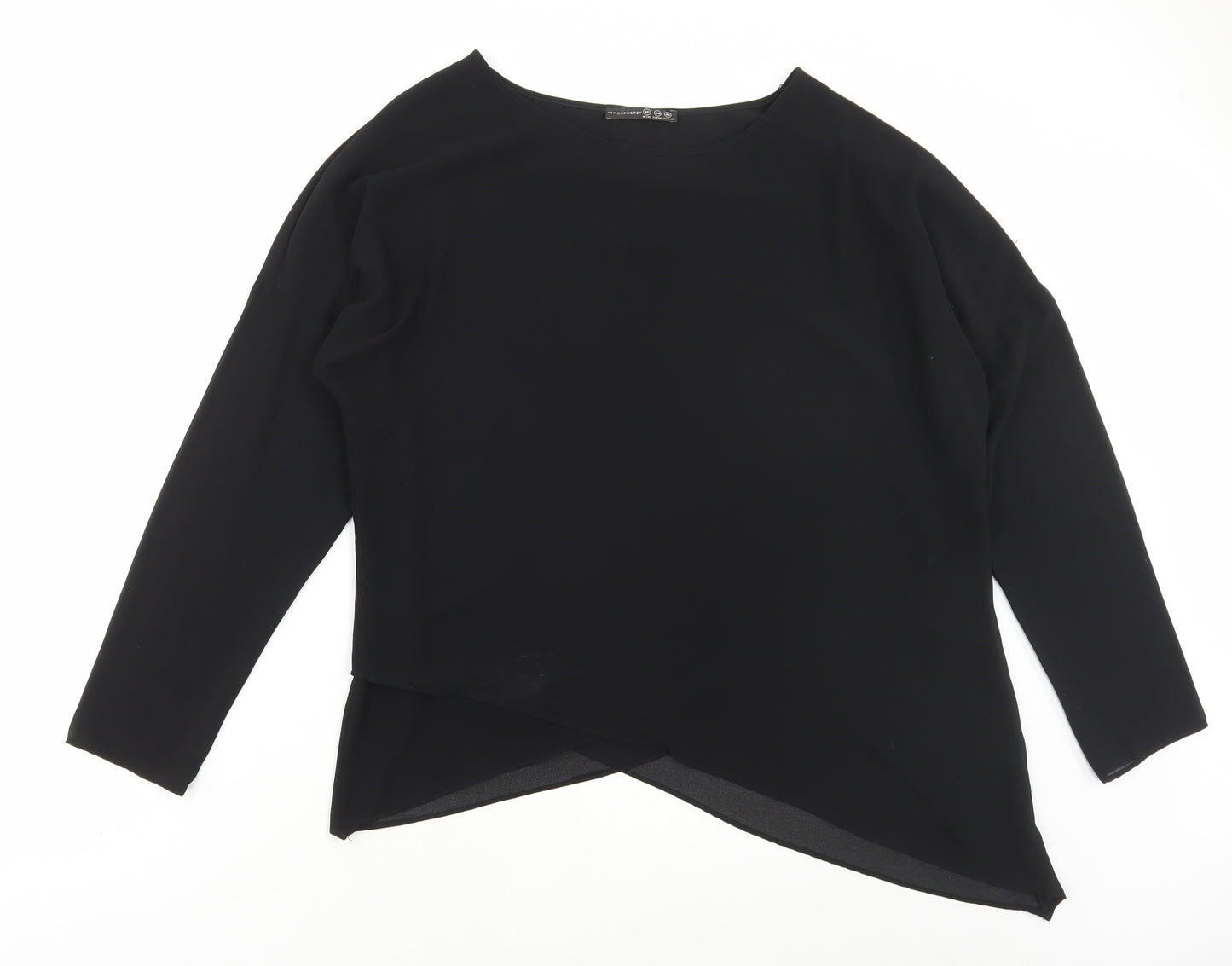 Atmosphere Womens Black Polyester Basic Blouse Size 16 Round Neck