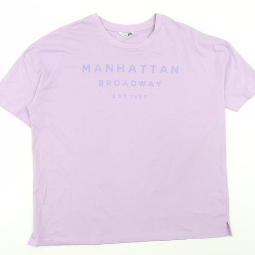 Pep & Co Womens Purple Cotton Basic T-Shirt Size 18 Round Neck - Manhattan Broadway