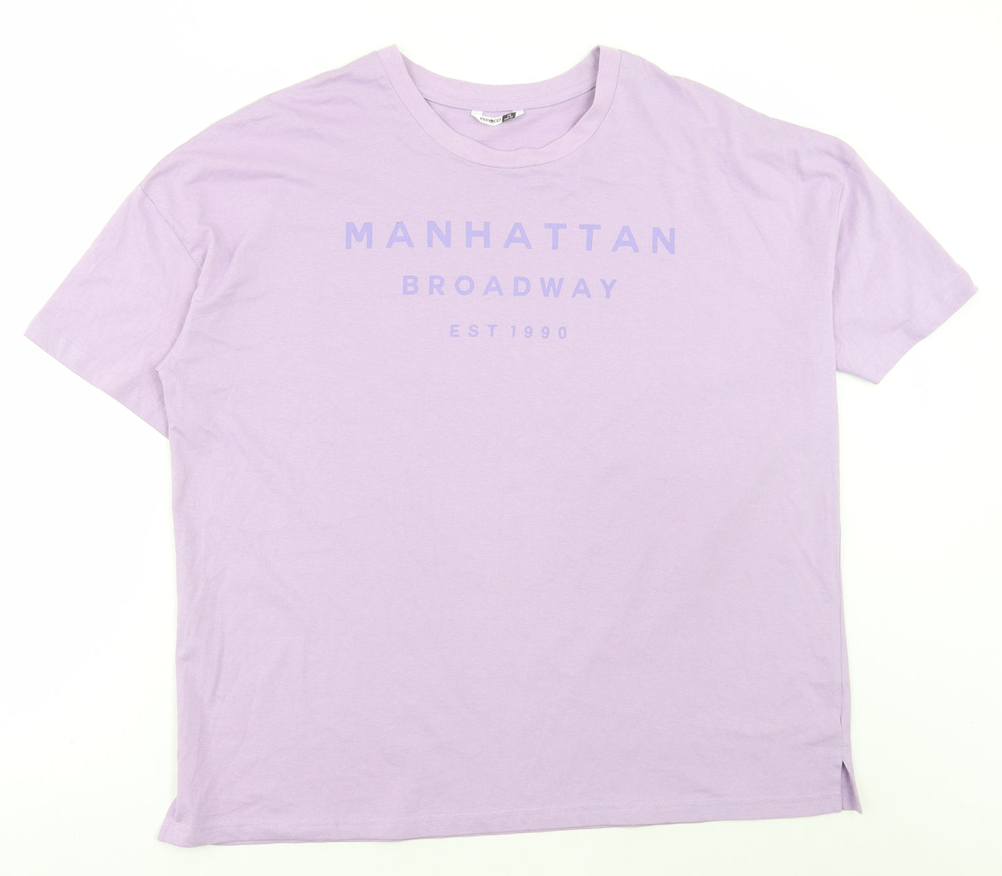 Pep & Co Womens Purple Cotton Basic T-Shirt Size 18 Round Neck - Manhattan Broadway