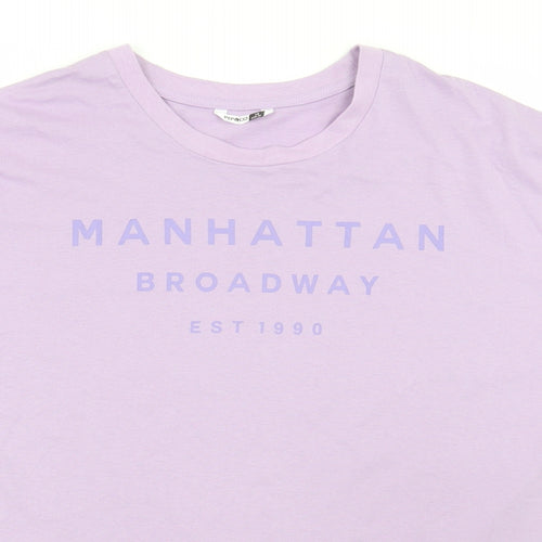 Pep & Co Womens Purple Cotton Basic T-Shirt Size 18 Round Neck - Manhattan Broadway