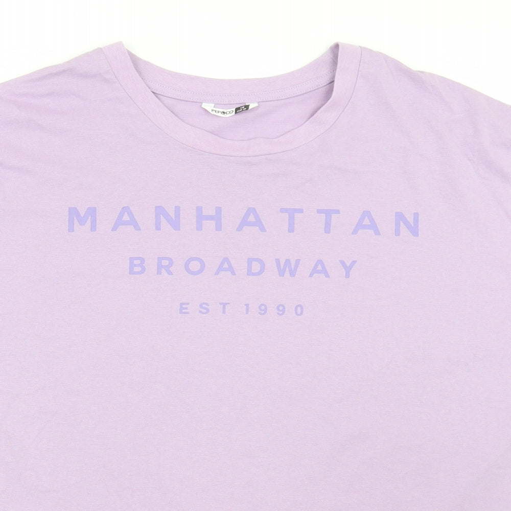 Pep & Co Womens Purple Cotton Basic T-Shirt Size 18 Round Neck - Manhattan Broadway