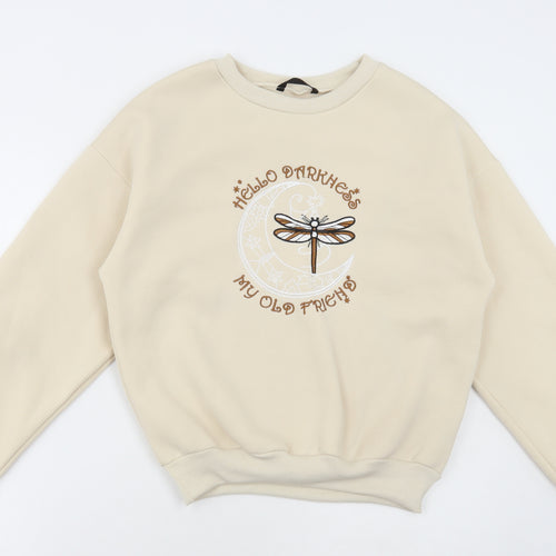 SheIn Womens Beige Polyester Pullover Sweatshirt Size XS Pullover - Dragonfly