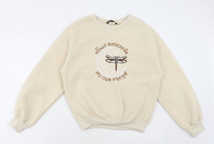 SheIn Womens Beige Polyester Pullover Sweatshirt Size XS Pullover - Dragonfly