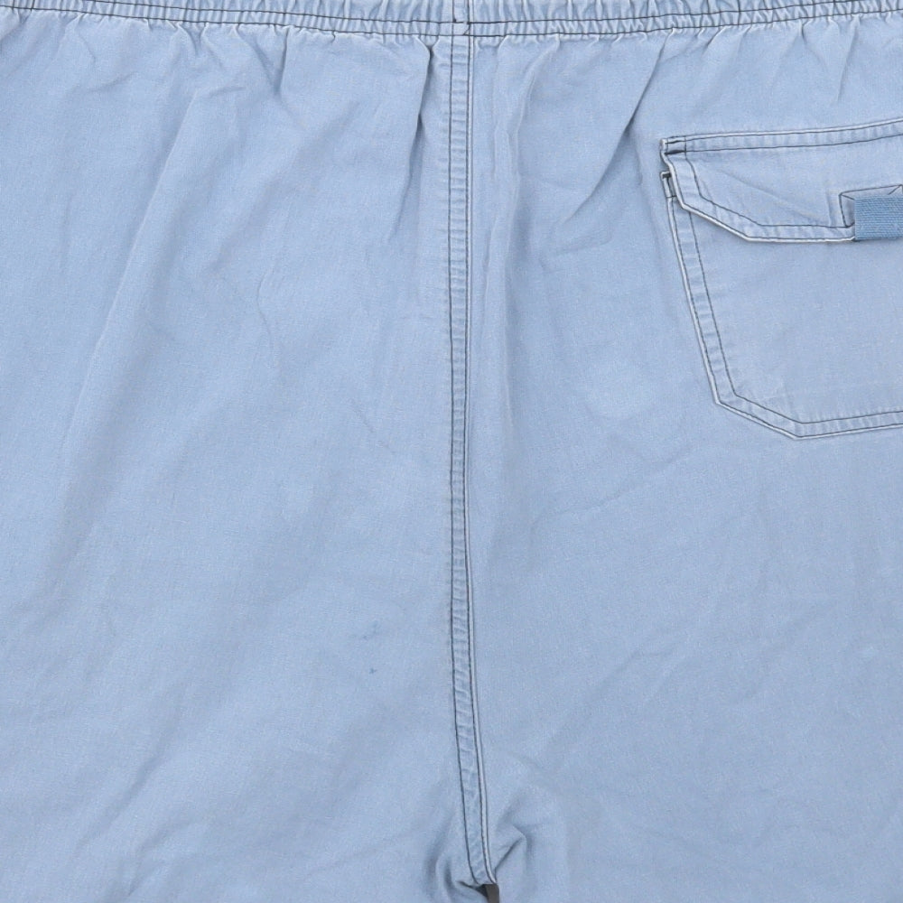 BHS Mens Blue Cotton Cargo Shorts Size 2XL Regular Tie