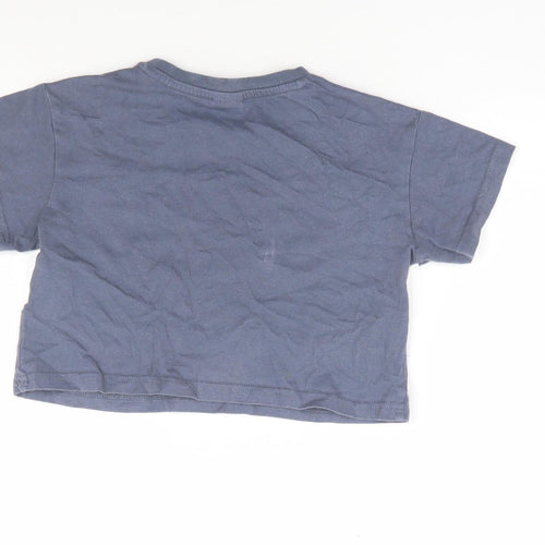 Primark Girls Grey Polyester Cropped T-Shirt Size 7-8 Years Crew Neck Pullover - Mickey Mouse