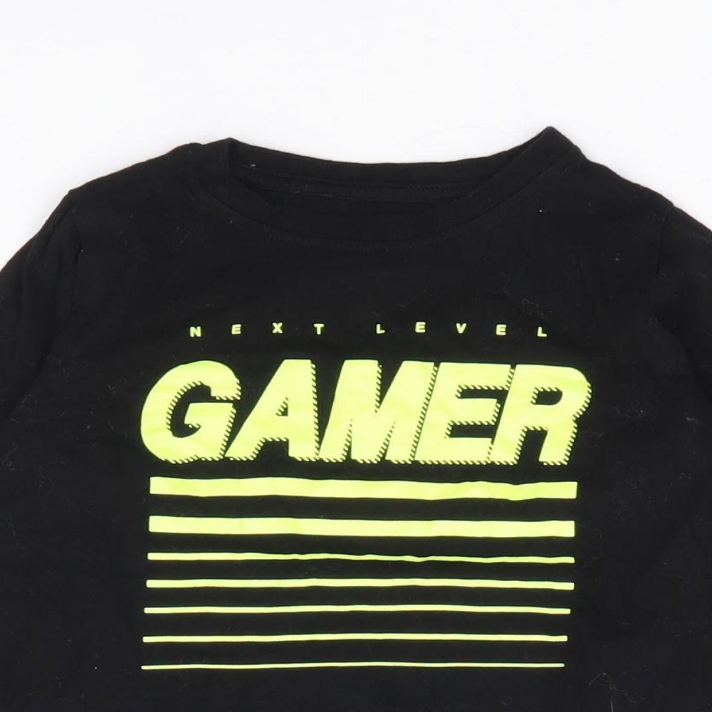 Primark Boys Black 100% Cotton Basic T-Shirt Size 2-3 Years Crew Neck Pullover - Next Level Gamer