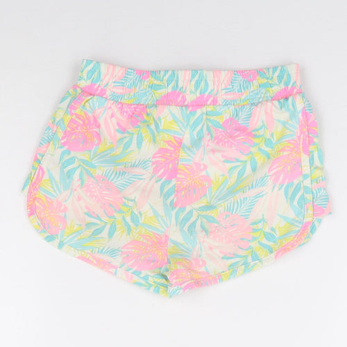 Dunnes Stores Girls Multicoloured Geometric 100% Cotton Hot Pants Shorts Size 5-6 Years Regular Tie - Leaf Print