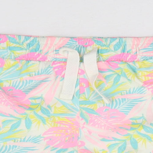 Dunnes Stores Girls Multicoloured Geometric 100% Cotton Hot Pants Shorts Size 5-6 Years Regular Tie - Leaf Print