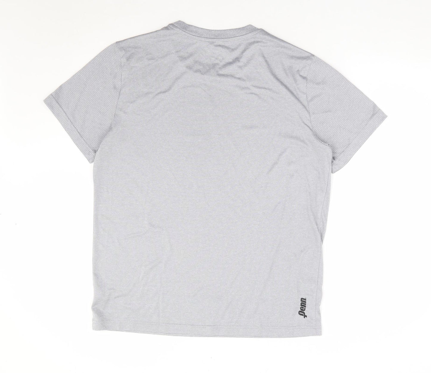 Penn Mens Grey Striped Polyester Basic T-Shirt Size L Crew Neck Pullover