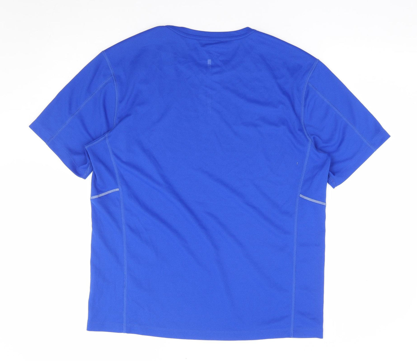 Marks and Spencer Mens Blue Polyester Basic T-Shirt Size L Crew Neck Pullover
