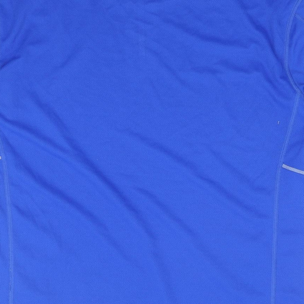 Marks and Spencer Mens Blue Polyester Basic T-Shirt Size L Crew Neck Pullover