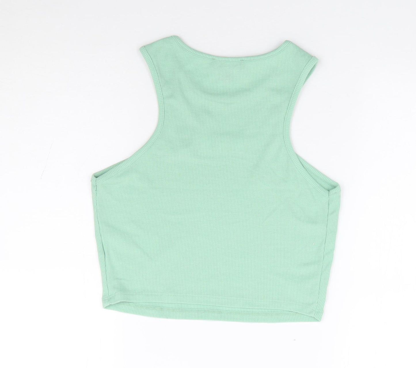 Primark Womens Green Polyester Cropped Tank Size 12 Round Neck - Daisy, Ribbed