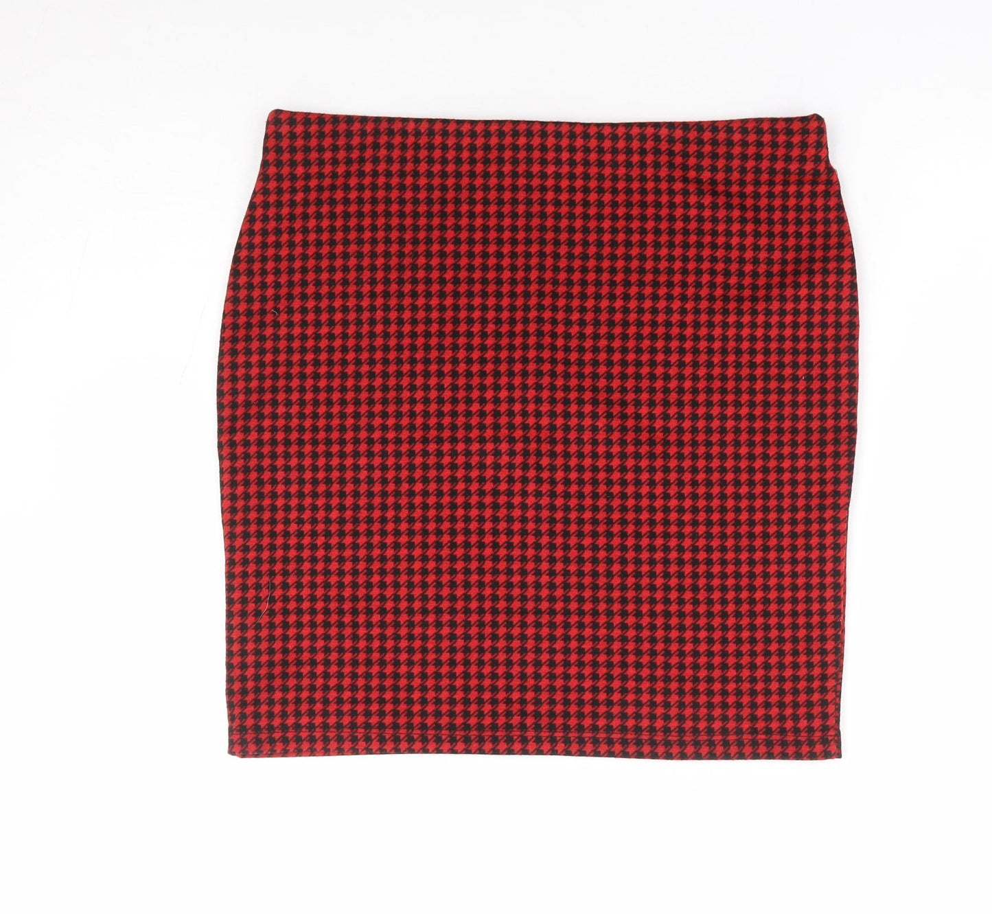 New Look Womens Red Geometric Polyester Mini Skirt Size 12 - Houndstooth