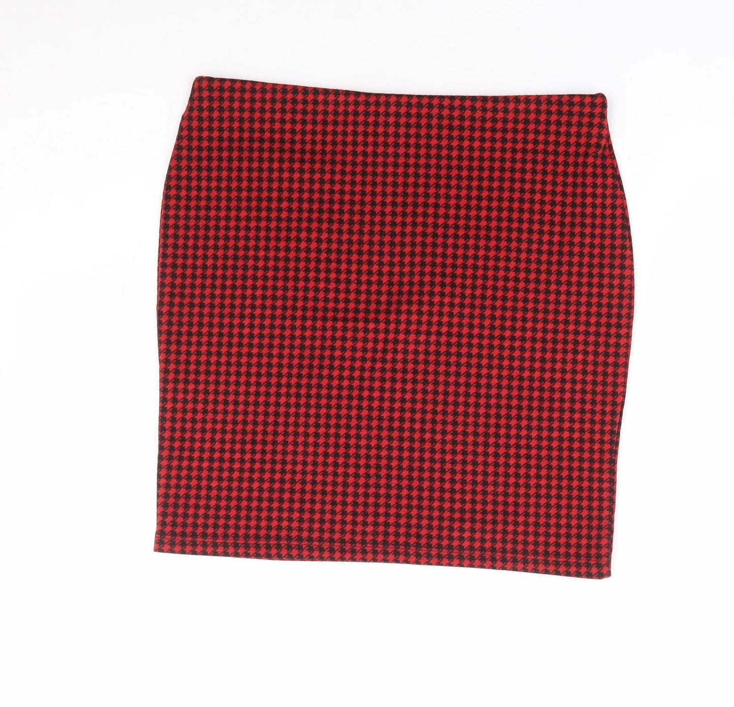 New Look Womens Red Geometric Polyester Mini Skirt Size 12 - Houndstooth