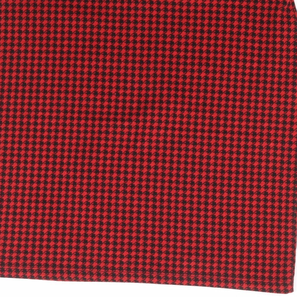 New Look Womens Red Geometric Polyester Mini Skirt Size 12 - Houndstooth