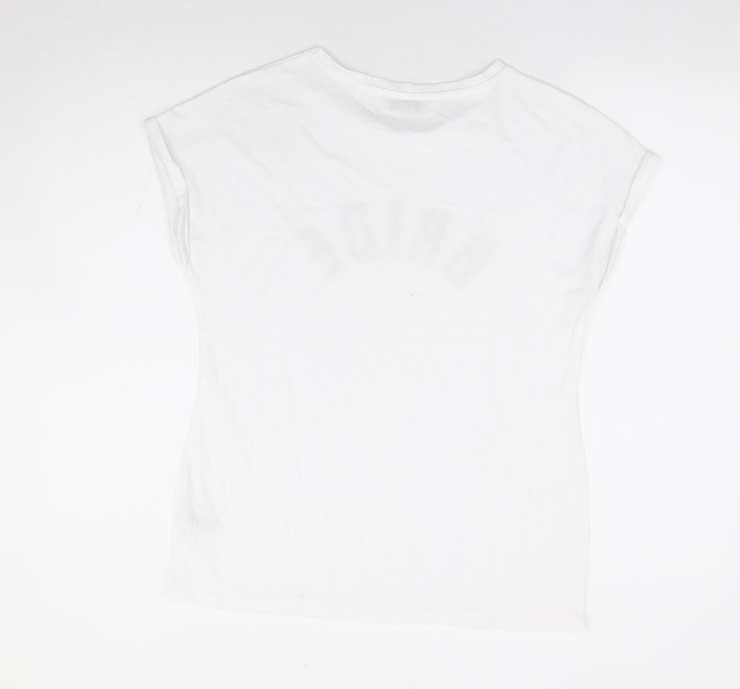 Papaya Womens White Animal Print Cotton Basic T-Shirt Size 10 Round Neck - Bride
