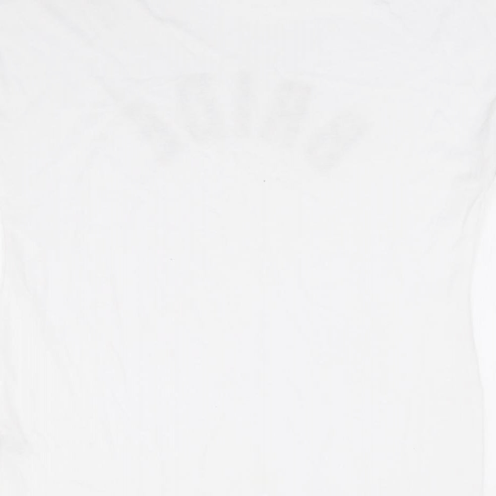 Papaya Womens White Animal Print Cotton Basic T-Shirt Size 10 Round Neck - Bride