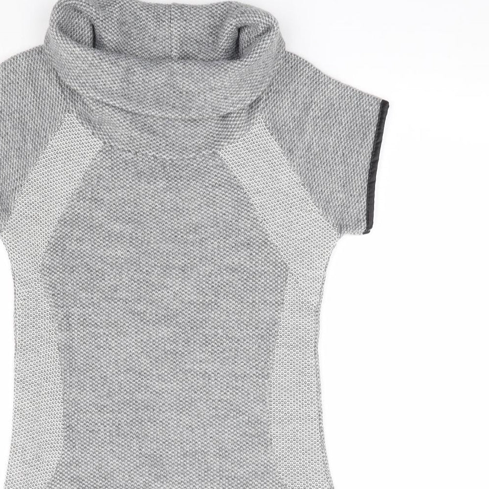 Quiz Womens Grey Acrylic Jumper Dress Size S Roll Neck Pullover