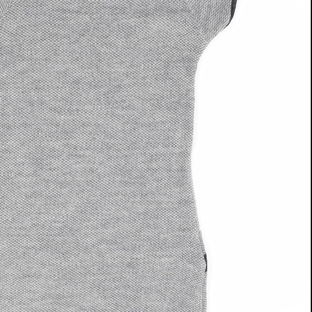 Quiz Womens Grey Acrylic Jumper Dress Size S Roll Neck Pullover