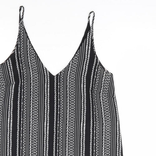 Papaya Womens Black Geometric Polyester Camisole Tank Size 10 V-Neck