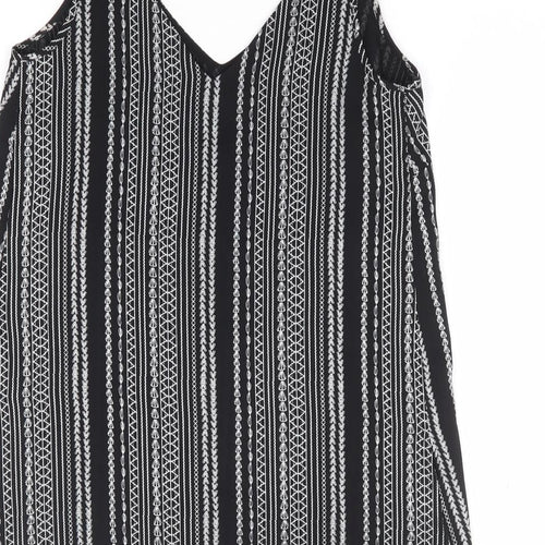 Papaya Womens Black Geometric Polyester Camisole Tank Size 10 V-Neck