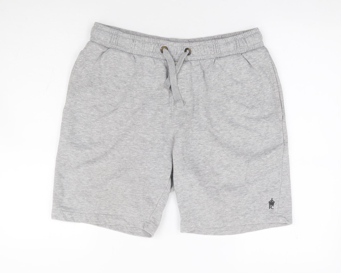 French Connection Mens Grey Cotton Sweat Shorts Size M L8 in Regular Drawstring