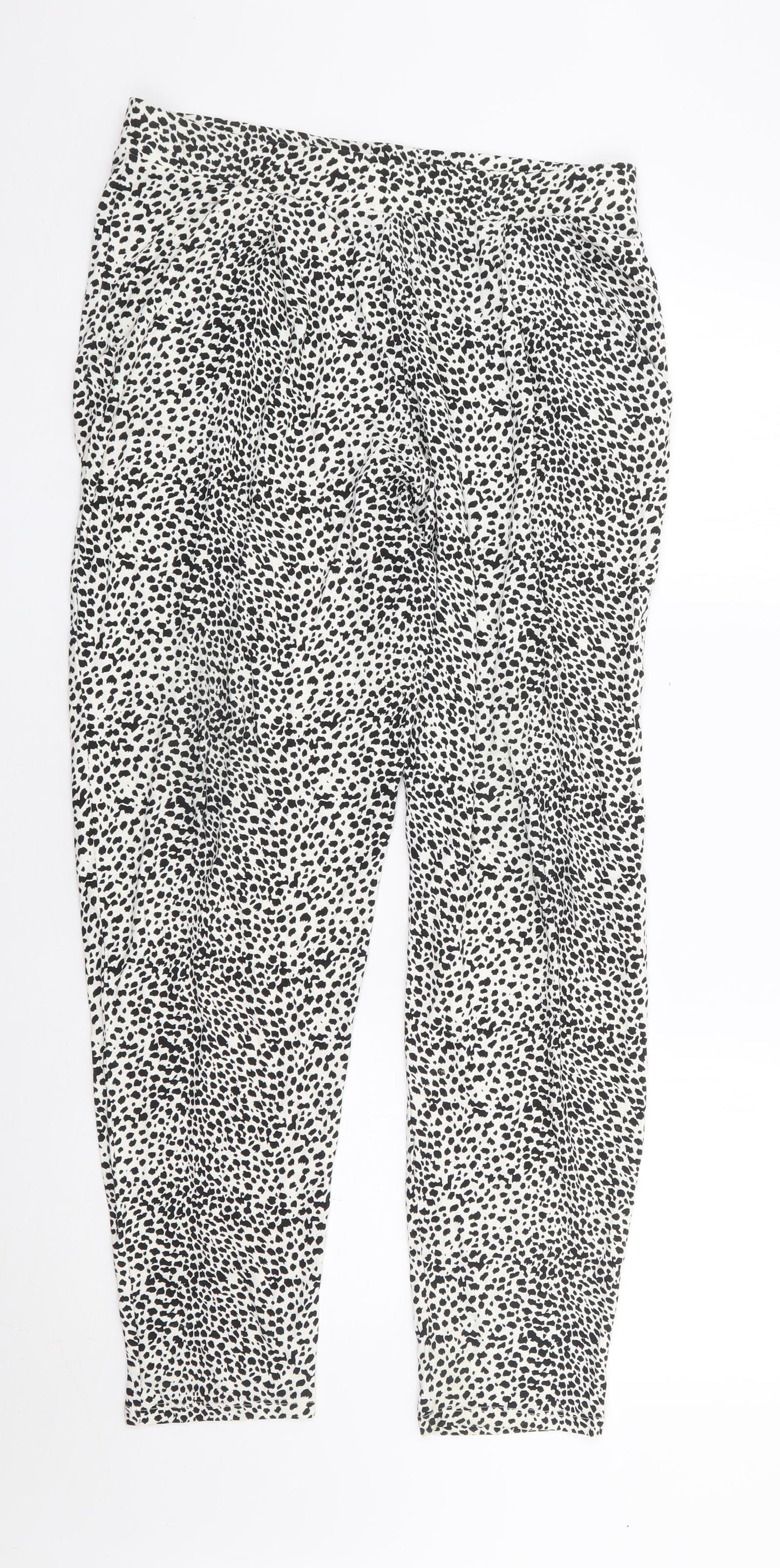 F&F Womens White Geometric Viscose Harem Trousers Size 14 L28 in Regular