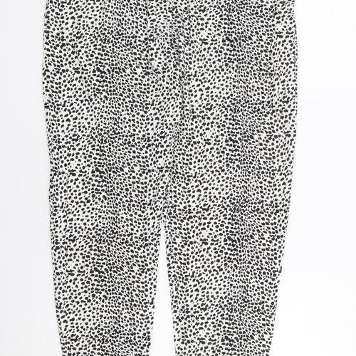 F&F Womens White Geometric Viscose Harem Trousers Size 14 L28 in Regular