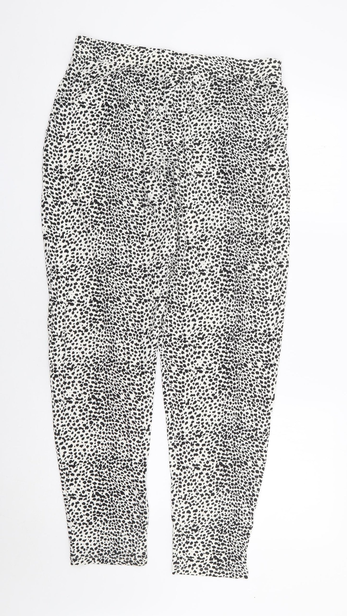 F&F Womens White Geometric Viscose Harem Trousers Size 14 L28 in Regular