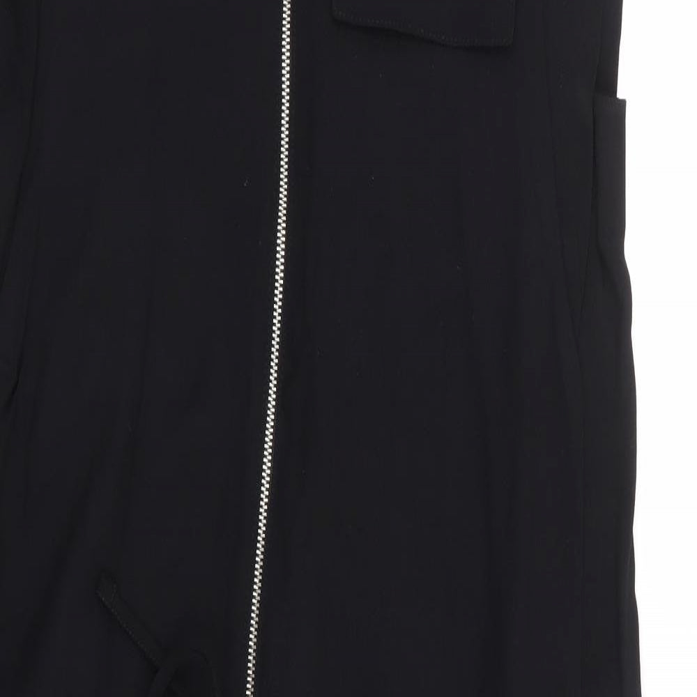 Warehouse Womens Black Viscose A-Line Size 12 Crew Neck Zip