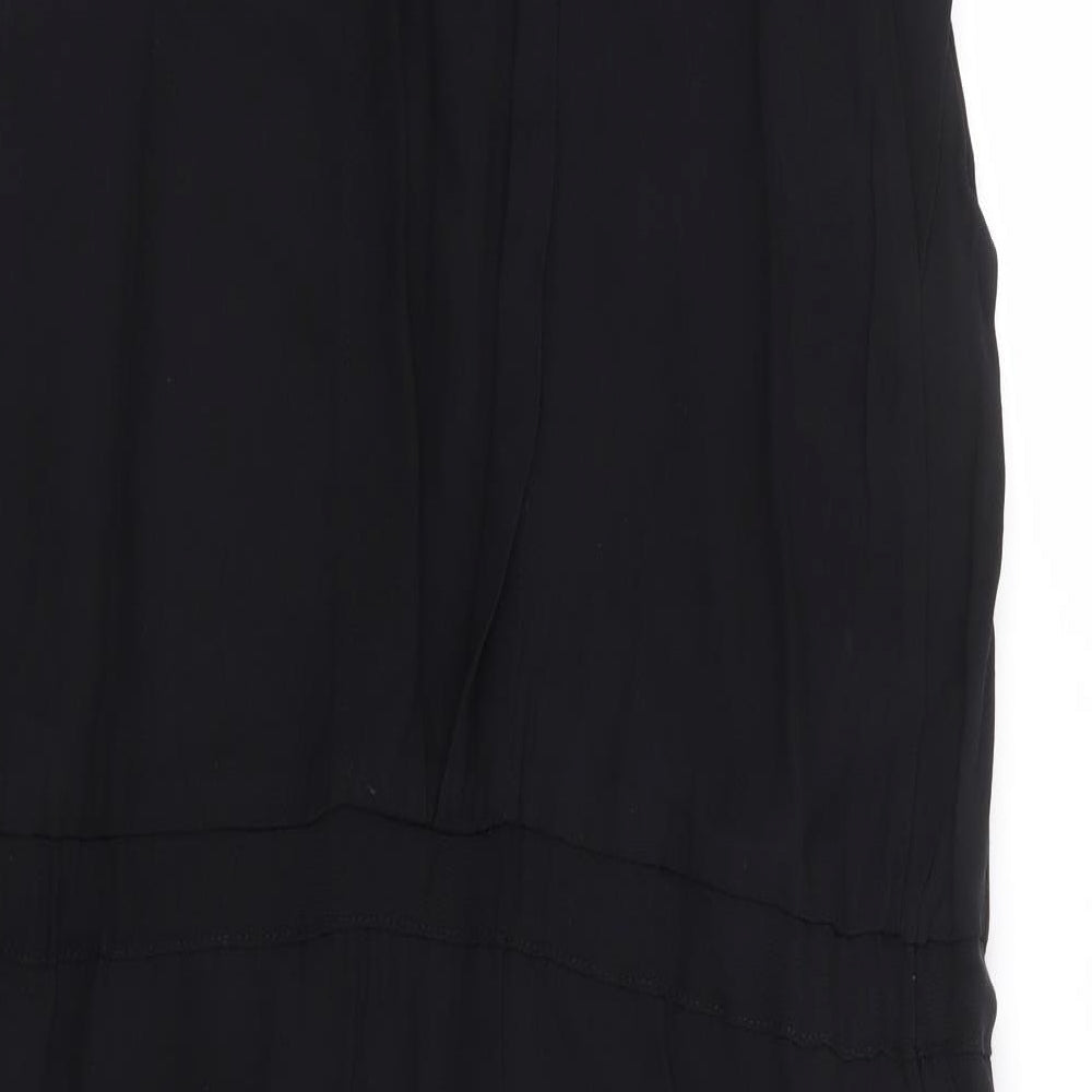 Warehouse Womens Black Viscose A-Line Size 12 Crew Neck Zip