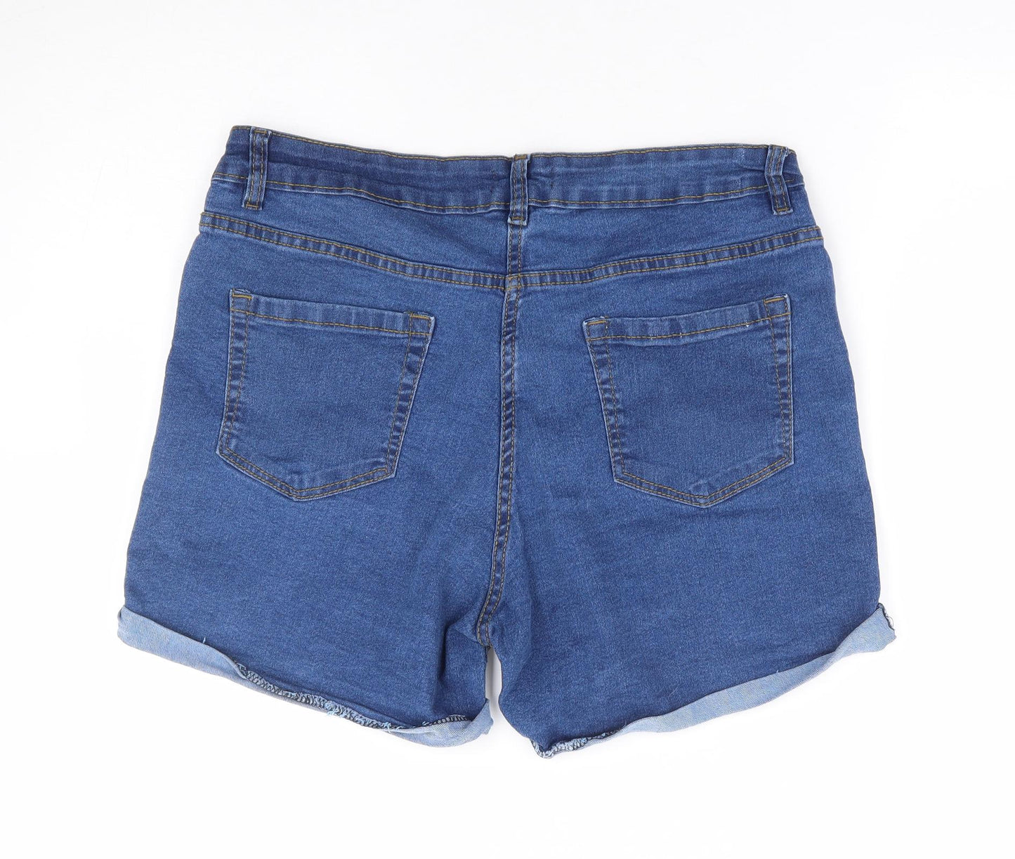 Pep & Co Womens Blue Cotton Mom Shorts Size 16 L6 in Regular Zip