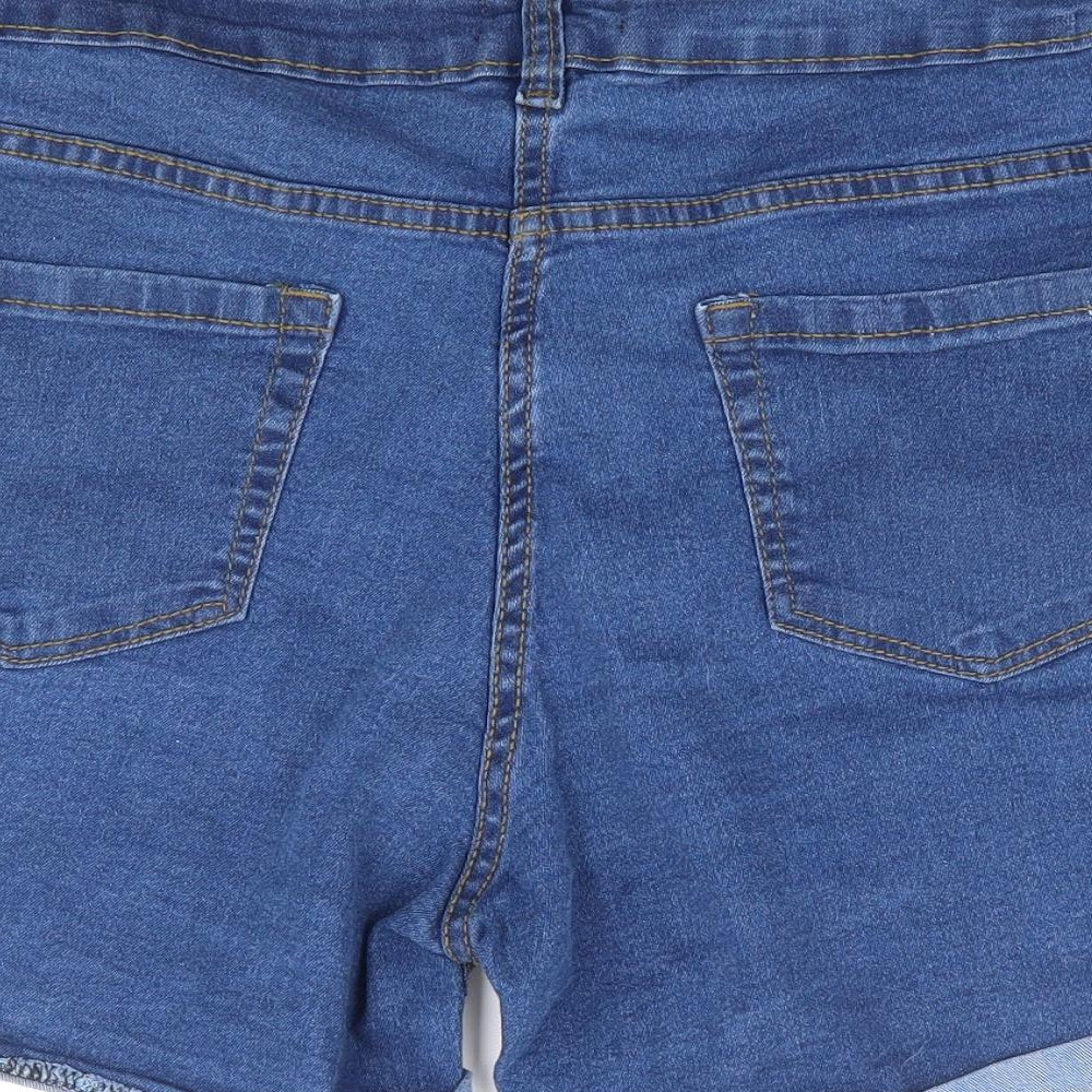 Pep & Co Womens Blue Cotton Mom Shorts Size 16 L6 in Regular Zip