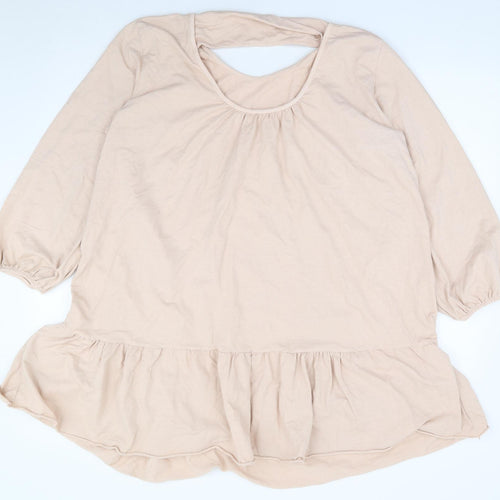 Preworn Womens Pink Cotton Jumper Dress Size L Round Neck Pullover