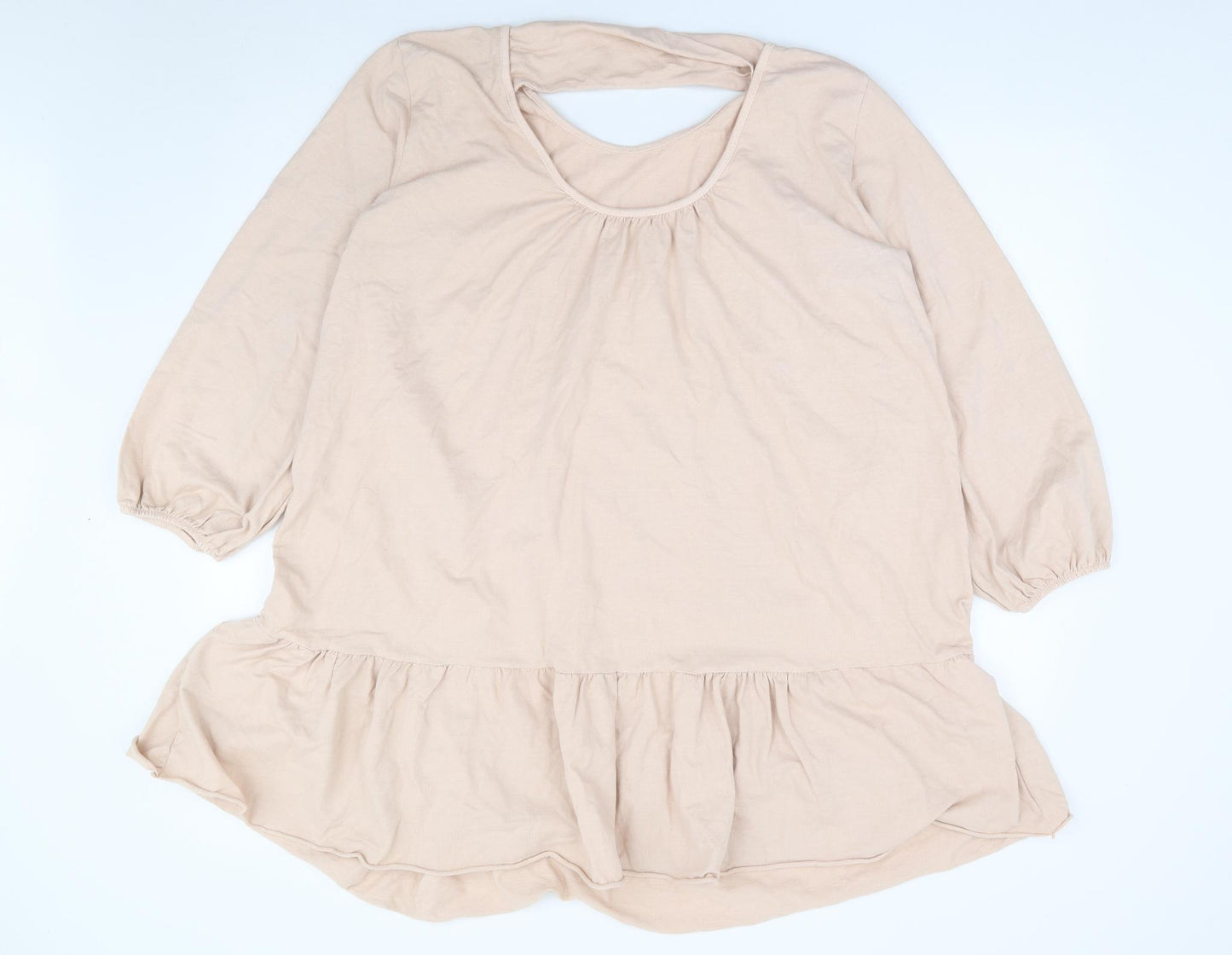 Preworn Womens Pink Cotton Jumper Dress Size L Round Neck Pullover
