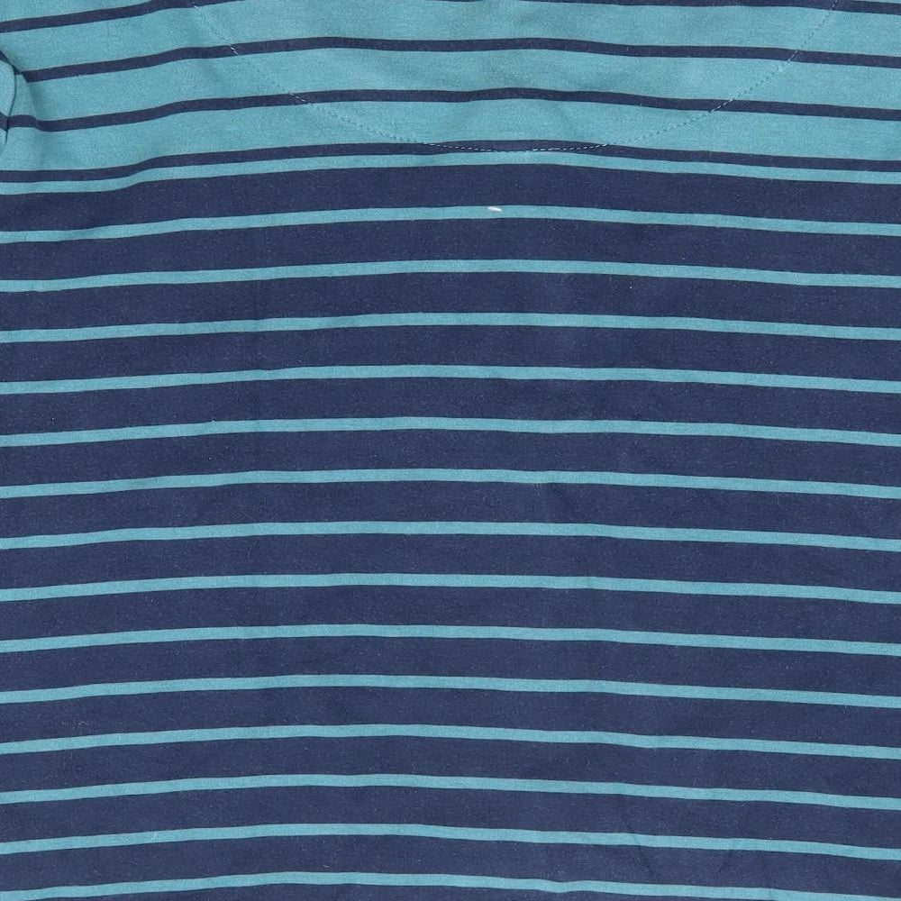 DASH Womens Blue Striped Cotton Jersey T-Shirt Size 18 Scoop Neck
